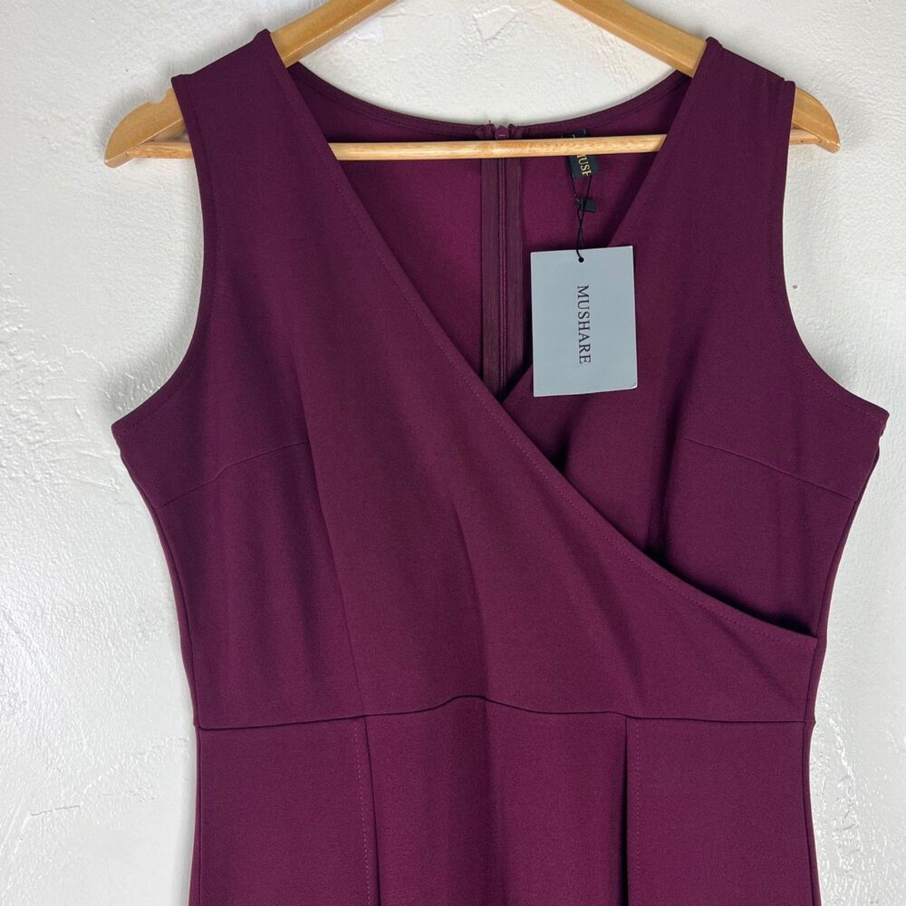 Burgundy Palazzo Jumpsuit Women’s Formal Dress Illusion Wide Leg size L NWT - Picture 12 of 15